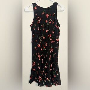 J. Crew Black Dress with Red Floral Design